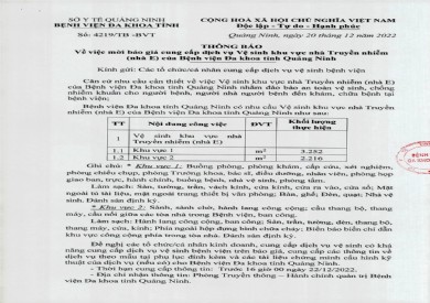 Thông báo mời báo giá cung cấp dịch vụ vệ sinh khu nhà E (4219)
