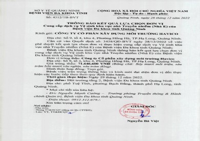 Thông báo kết quả lựa chọn đơn vị (4312)