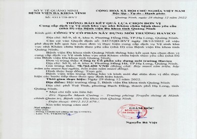 Thông báo kết quả lựa chọn đơn vị (4311)