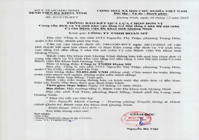 Thông báo kết quả lựa chọn đơn vị (4315)