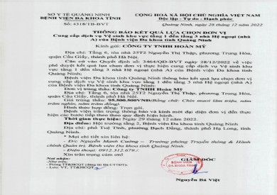 Thông báo kết quả lựa chọn đơn vị (4318)