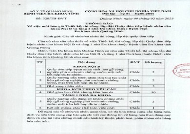 Thông báo mời báo giá thiết kế, thi công quầy đón tiếp (328)