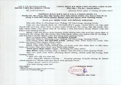 Thông báo kết quả lựa chọn đơn vị (418)