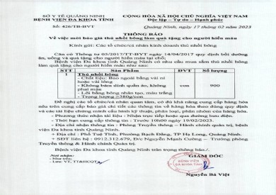 Thông báo mời báo giá thú nhồi bông làm quà tặng cho người hiến máu (426)