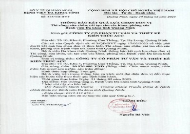 Thông báo kết quả lựa chọn đơn vị (435)