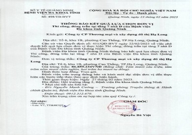 Thông báo kết quả lựa chọn đơn vị (498)