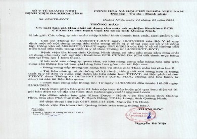 Thông báo mời báo giá hóa chất (674)