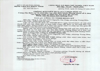 Thông báo kết quả lựa chọn đơn vị (585)