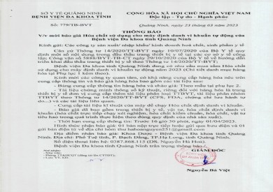 Thông báo mời báo giá hóa chất (779)