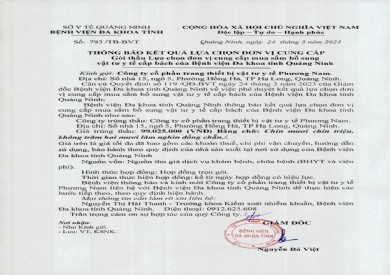 Thông báo kết quả lựa chọn đơn vị (793)
