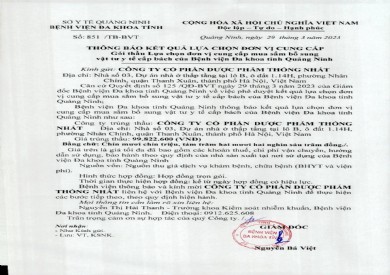 Thông báo kết quả lựa chọn đơn vị (851)