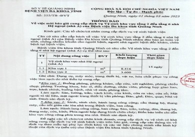 Thông báo mời báo giá cung cấp dịch vụ vệ sinh (555)