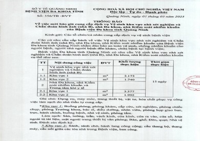 Thông báo mời báo giá cung cấp dịch vụ vệ sinh (556)