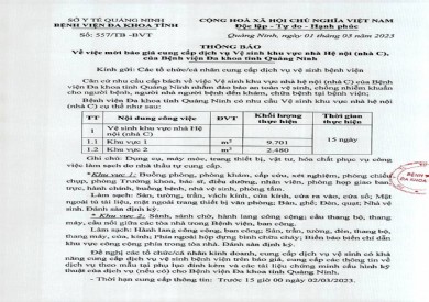 Thông báo mời báo giá cung cấp dịch vụ vệ sinh (557)
