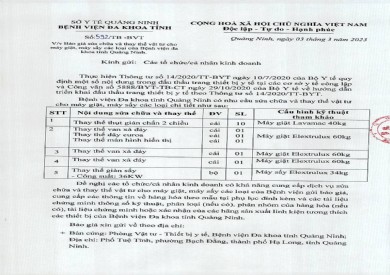 Thông báo báo giá sửa chữa và thay thế vật tư (592)