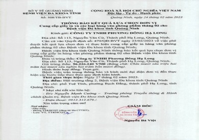 Thông báo kết quả lựa chọn đơn vị (508)