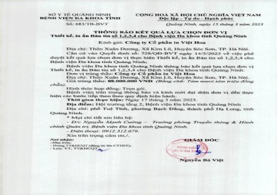 Thông báo kết quả lựa chọn đơn vị (683)