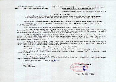 Thông báo ký kết hợp đồng kiểm định an toàn bức xạ