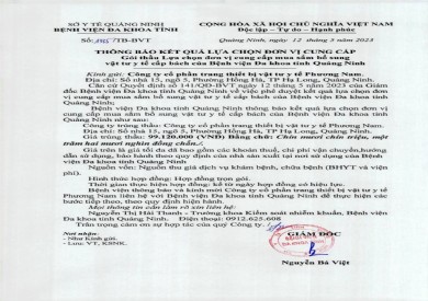Thông báo kết quả lựa chọn đơn vị (1335)