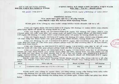 Thông báo mời báo giá vật tư y tế (1280)