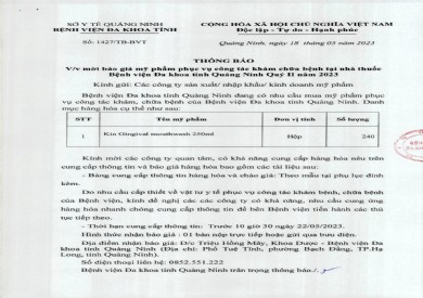 Thông báo mời báo giá mỹ phẩm phục vụ công tác khám chữa bệnh (1427)