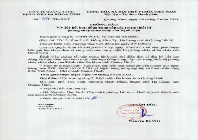 Thông báo ký kết hợp đồng cung cấp các trang thiết bị phòng cháy chữa cháy (1276)
