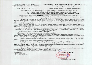 Thông báo kết quả lựa chọn đơn vị (1810)