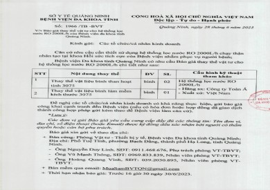 Báo giá thay thế vật tư cho hệ thống lọc nước (1966)