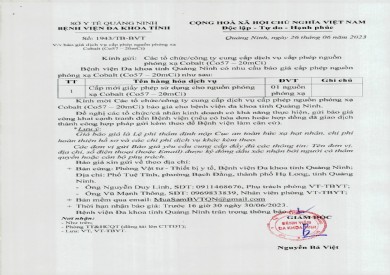 Báo giá dịch vụ cấp phép nguồn phóng xạ Cobalt (1943)