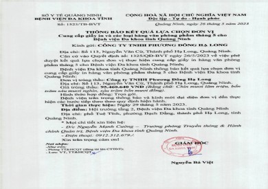 Thông báo kết quả lựa chọn đơn vị (1523)