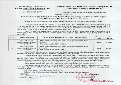 Mời báo giá hàng hóa cấp bách phục vụ công tác khám chữa bệnh (1736)