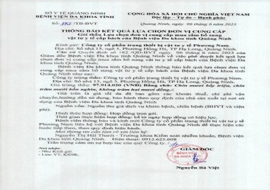 Thông báo kết quả lựa chọn đơn vị (1756)