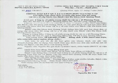 Thông báo kết quả lựa chọn đơn vị cung cấp (2093)