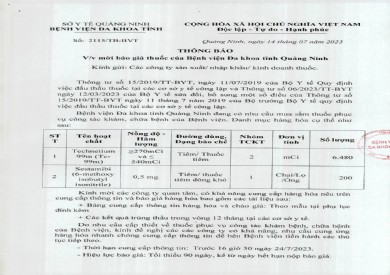 Mời báo giá thuốc của bệnh viện (2115)