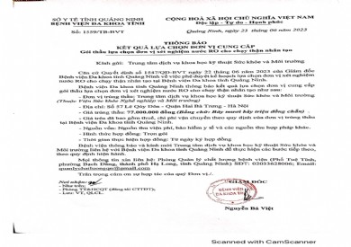 Thông báo kết quả lựa chọn đơn vị (1559)
