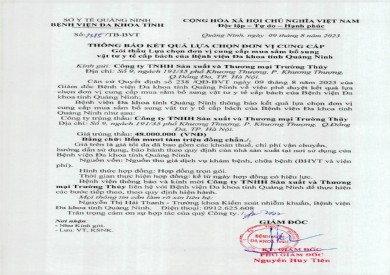 Thông báo kết quả lựa chọn đơn vị cung cấp (2375)