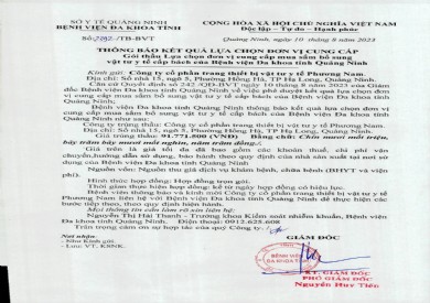 Thông báo kết quả lựa chọn đơn vị cung cấp (2392)