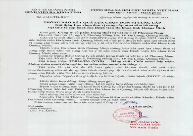 Thông báo kết quả lựa chọn đơn vị cung cấp (2382)