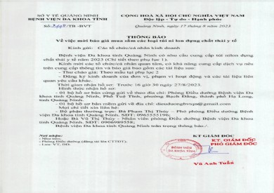 Mời báo giá mua sắm các loại túi nilon đựng chất thải y tế (2448)