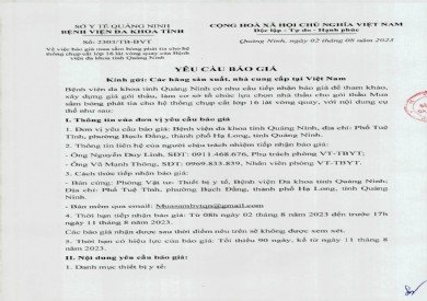 Mời báo giá mua sắm bóng phát tia cho hệ thống chụp CLVT (2303)