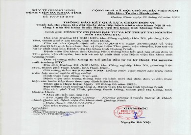 Thông báo kết quả lựa chọn đơn vị (1970)