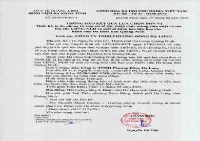 Thông báo kết quả lựa chọn đơn vị (2356)