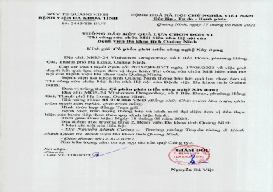 Thông báo mời báo giá thi công sửa chữa mái hiên nhà hệ Nội (2443)
