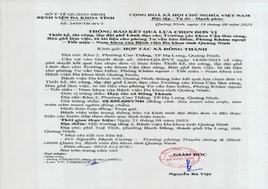 Thông báo kết quả lựa chọn đơn vị (2459)