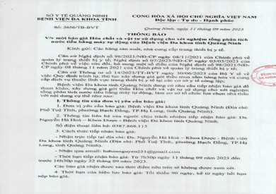 Mời báo giá hóa chất và vật tư sử dụng cho máy xét nghiệm (2656)