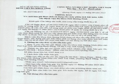 Mời báo giá hóa chất sử dụng cho máy phân tích khí máu ABL (2657)