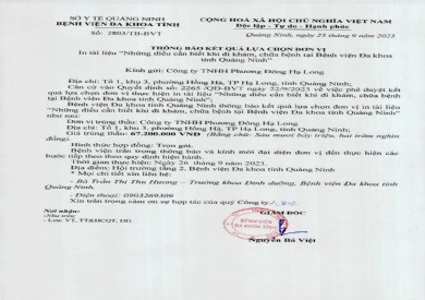 Thông báo kết quả lựa chọn đơn vị (2803)