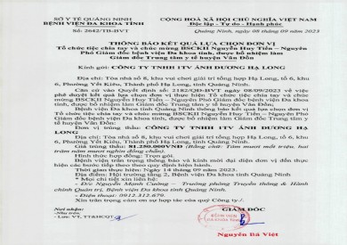Thông báo kết quả lựa chọn đơn vị (2642)