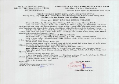 Thông báo kết quả lựa chọn đơn vị (2685)