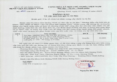 Thông báo về việc mời báo giá in tài liệu (2621)